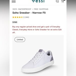 NWT Vessi Soho sneaker *Limited Edition*fully waterproof*